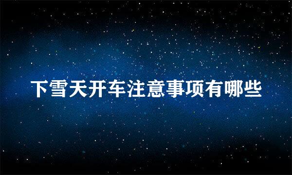 下雪天开车注意事项有哪些