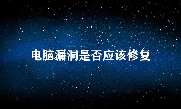 电脑漏洞是否应该修复