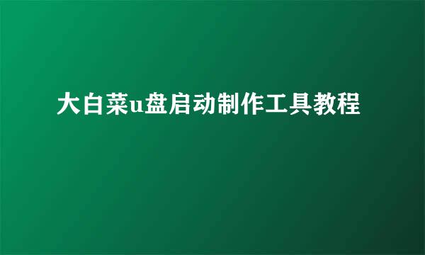 大白菜u盘启动制作工具教程