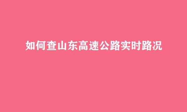 如何查山东高速公路实时路况