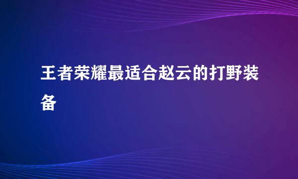 王者荣耀最适合赵云的打野装备