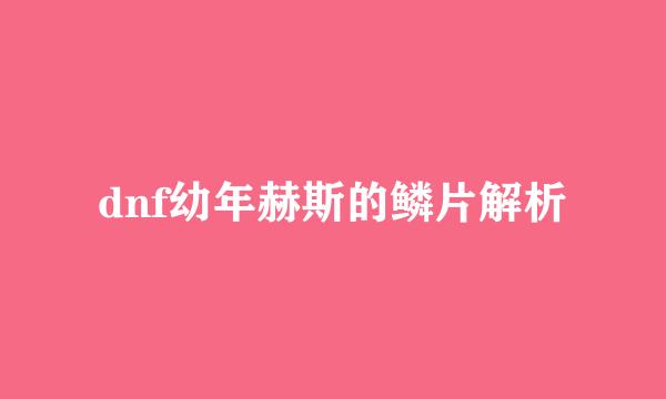 dnf幼年赫斯的鳞片解析