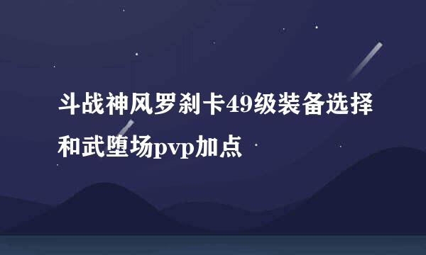 斗战神风罗刹卡49级装备选择和武堕场pvp加点