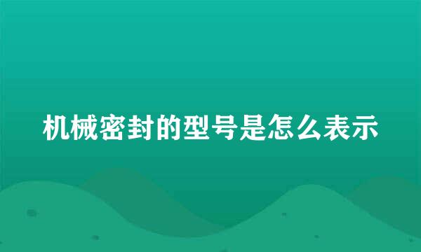 机械密封的型号是怎么表示