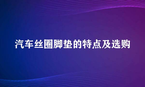 汽车丝圈脚垫的特点及选购