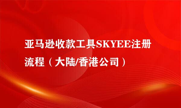 亚马逊收款工具SKYEE注册流程（大陆/香港公司）
