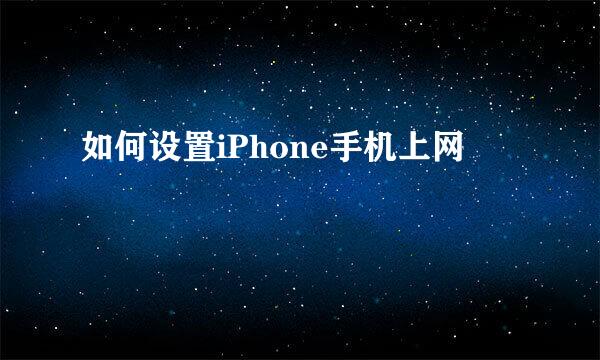 如何设置iPhone手机上网