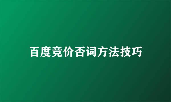 百度竞价否词方法技巧