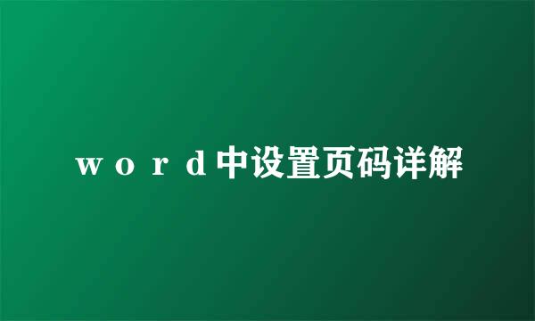 ｗｏｒｄ中设置页码详解