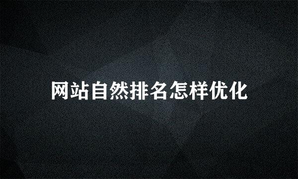 网站自然排名怎样优化