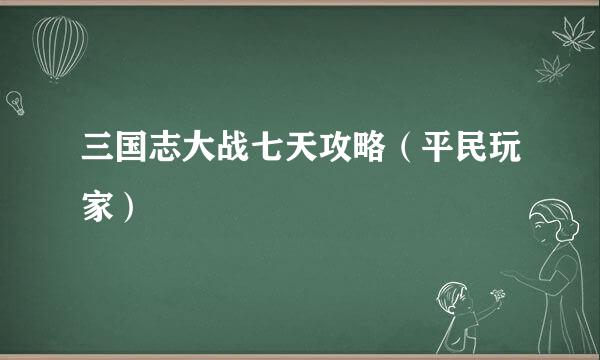 三国志大战七天攻略（平民玩家）