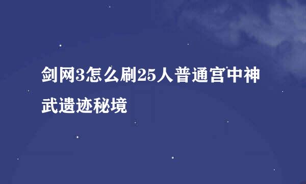 剑网3怎么刷25人普通宫中神武遗迹秘境