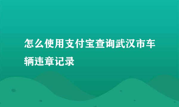 怎么使用支付宝查询武汉市车辆违章记录