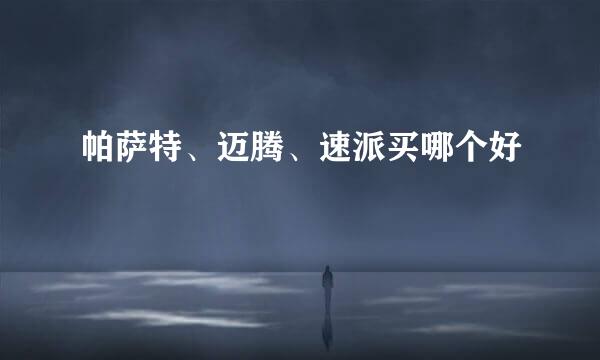 帕萨特、迈腾、速派买哪个好