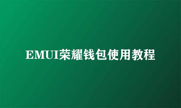 EMUI荣耀钱包使用教程