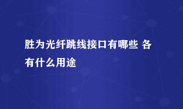 胜为光纤跳线接口有哪些 各有什么用途