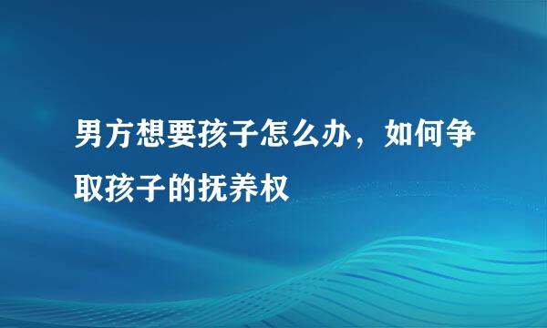 男方想要孩子怎么办，如何争取孩子的抚养权