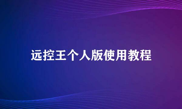 远控王个人版使用教程