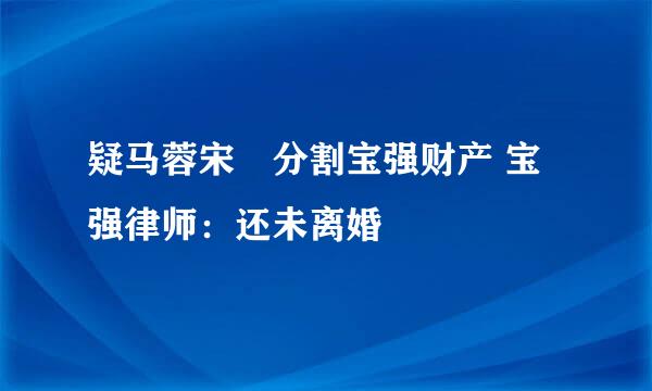 疑马蓉宋喆分割宝强财产 宝强律师：还未离婚