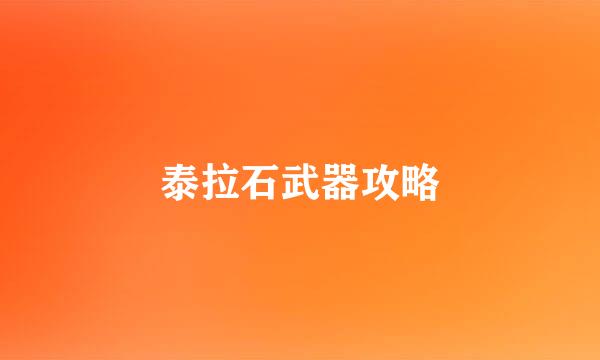 泰拉石武器攻略