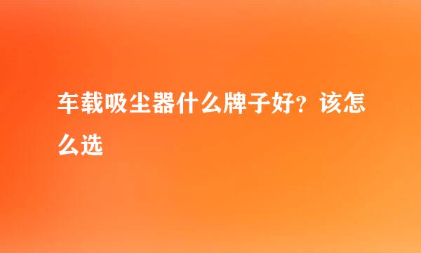 车载吸尘器什么牌子好？该怎么选
