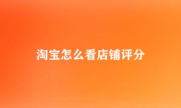 淘宝怎么看店铺评分
