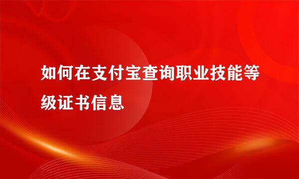 如何在支付宝查询职业技能等级证书信息