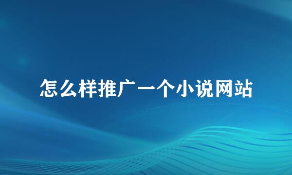 怎么样推广一个小说网站