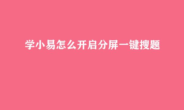 学小易怎么开启分屏一键搜题