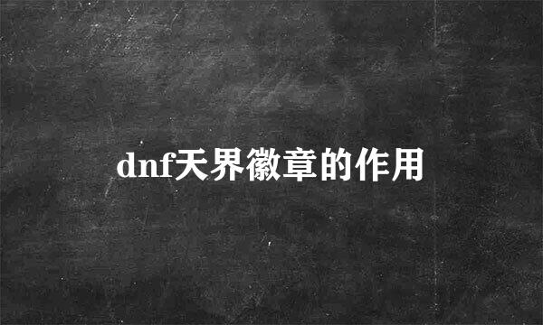 dnf天界徽章的作用