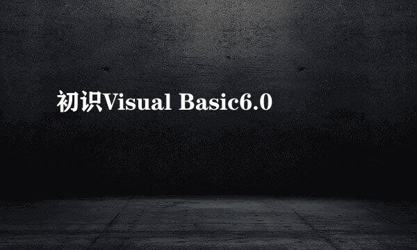 初识Visual Basic6.0