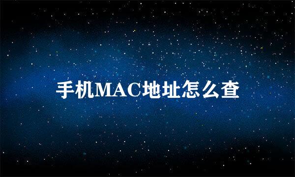 手机MAC地址怎么查