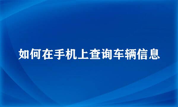 如何在手机上查询车辆信息