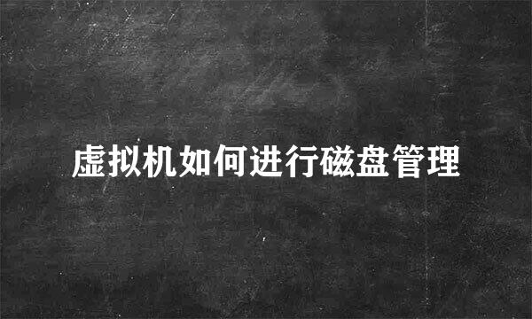 虚拟机如何进行磁盘管理