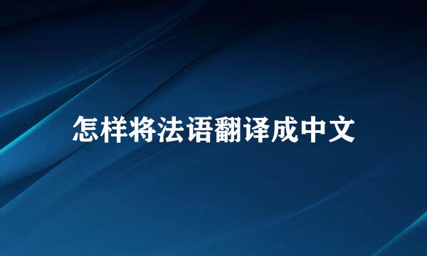 怎样将法语翻译成中文