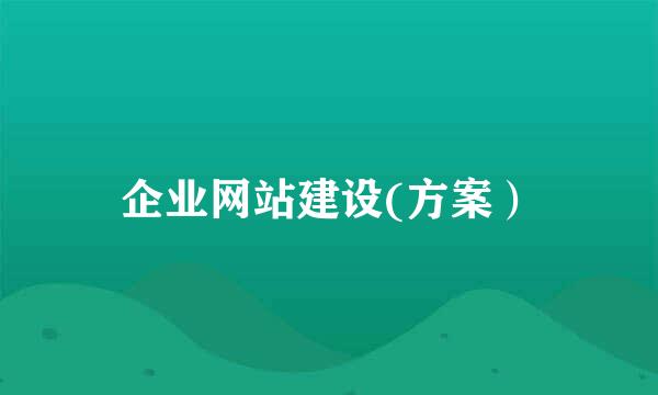 企业网站建设(方案）