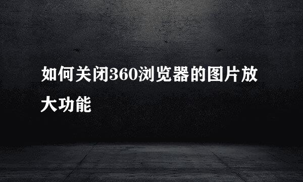 如何关闭360浏览器的图片放大功能