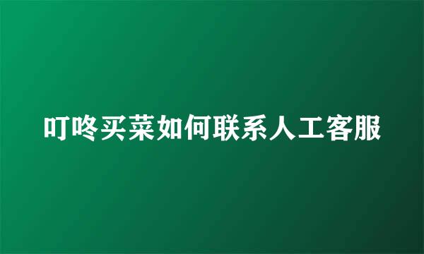 叮咚买菜如何联系人工客服