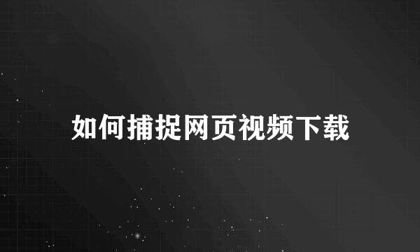 如何捕捉网页视频下载