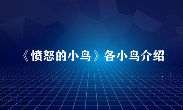 《愤怒的小鸟》各小鸟介绍
