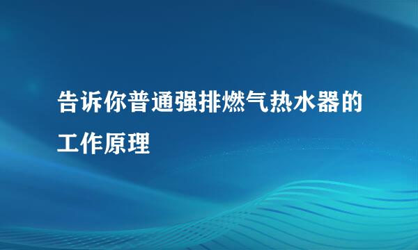 告诉你普通强排燃气热水器的工作原理
