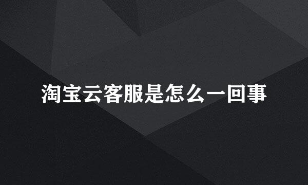 淘宝云客服是怎么一回事