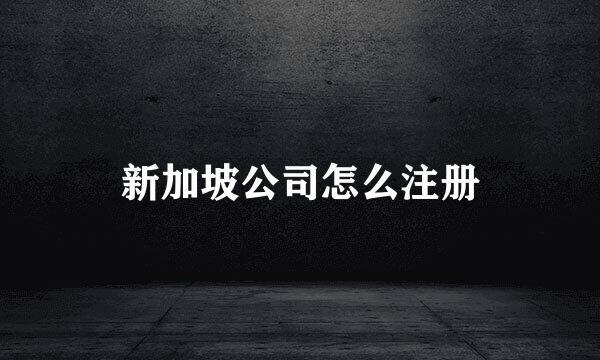 新加坡公司怎么注册