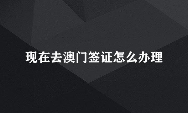 现在去澳门签证怎么办理