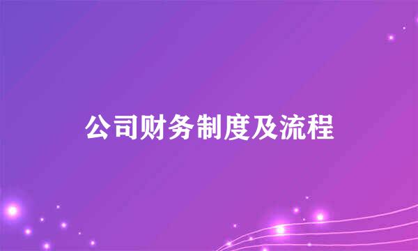 公司财务制度及流程