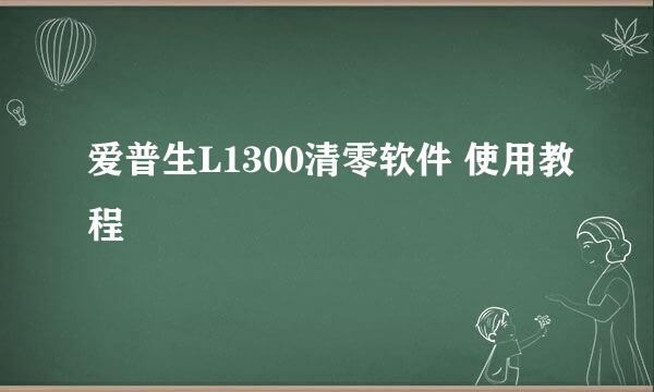 爱普生L1300清零软件 使用教程