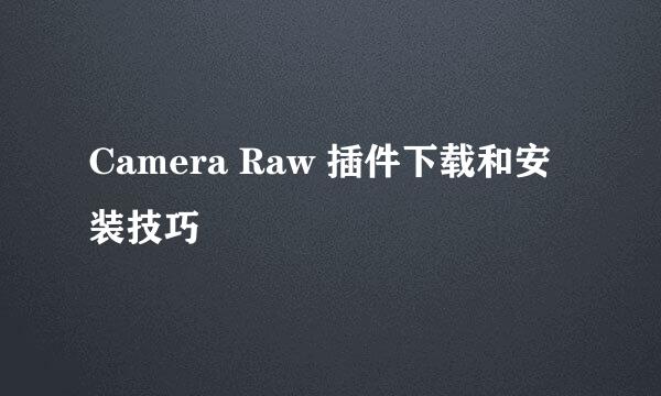 Camera Raw 插件下载和安装技巧