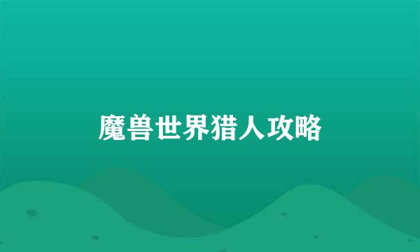 魔兽世界猎人攻略