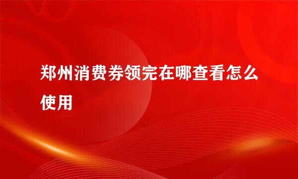 郑州消费券领完在哪查看怎么使用