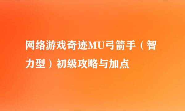 网络游戏奇迹MU弓箭手（智力型）初级攻略与加点